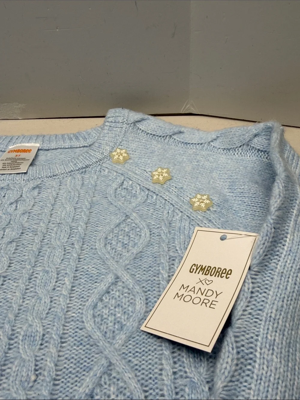Gymboree Baby Blue Cable Knit Ruffle Hem Sweater. NWT, size 3T